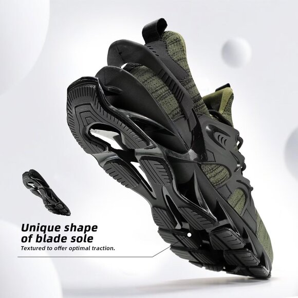 Men's Running Shoes Sneakers Breathable Blade Non Slip Walking Athletic Green - Picture 4 of 7